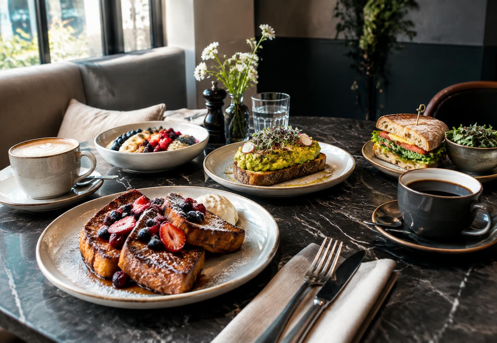 A table ready for breakfast and brunch at Hash House